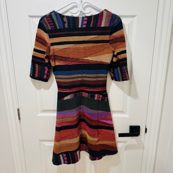 Desigual - Colourful Mid-Sleeved Dress, Ribbed Fabric, Size M - Picture 2 of 3